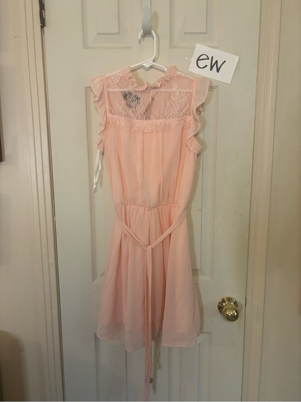 Amy Byer Pale Pink Lace Yoke Chiffon Dress